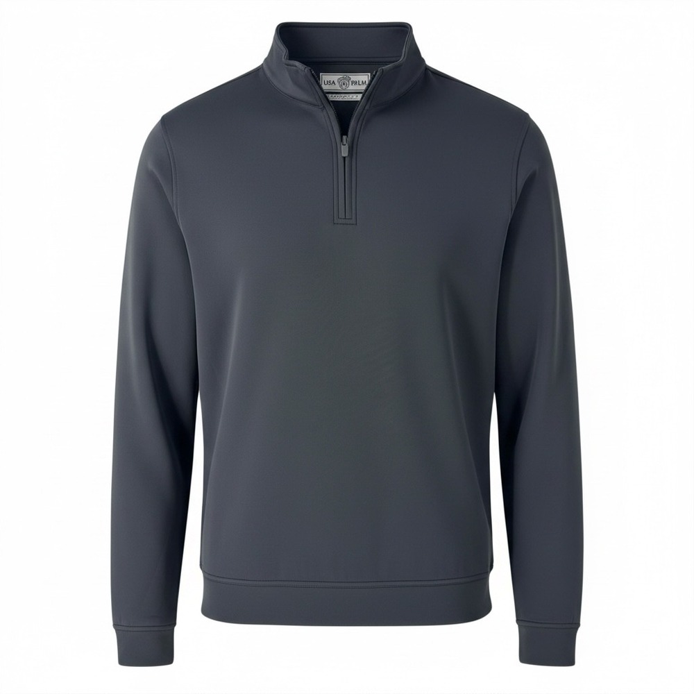 USA Palm Mens Charcoal Grey Quarter Zip Pullover Performance Sweatshirt Large